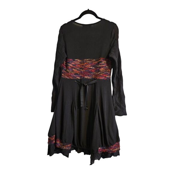 Paolo Tricut Dress Size S Black Layered Long Sleeve Ruffles Lagenlook BOHO Artsy - Picture 3 of 15